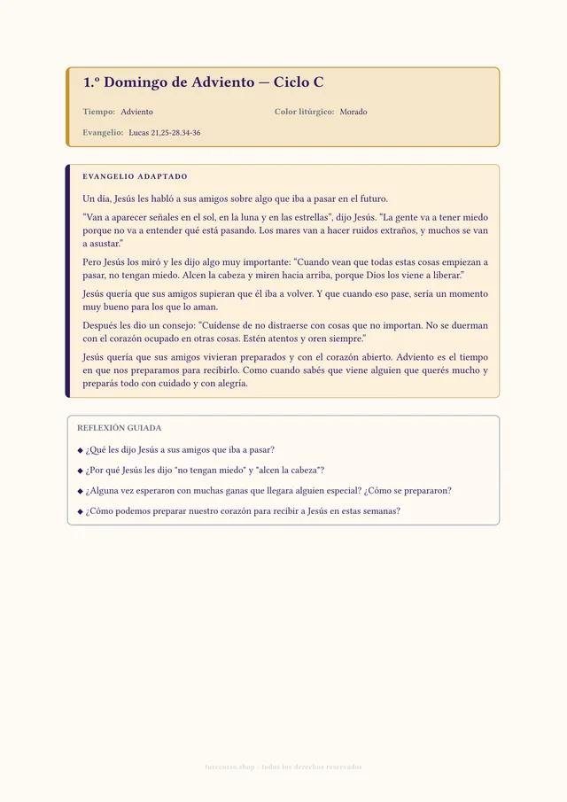 Página interior del Megapack Liturgia Infantil