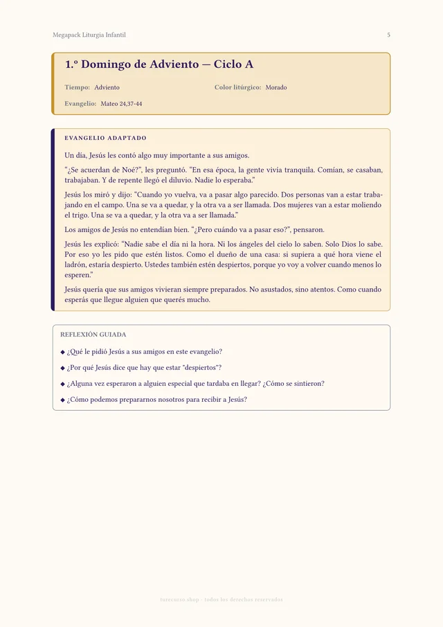 Página interior del Megapack Liturgia Infantil