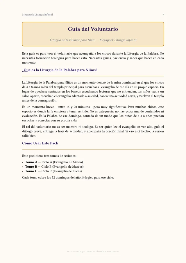 Página interior del Megapack Liturgia Infantil