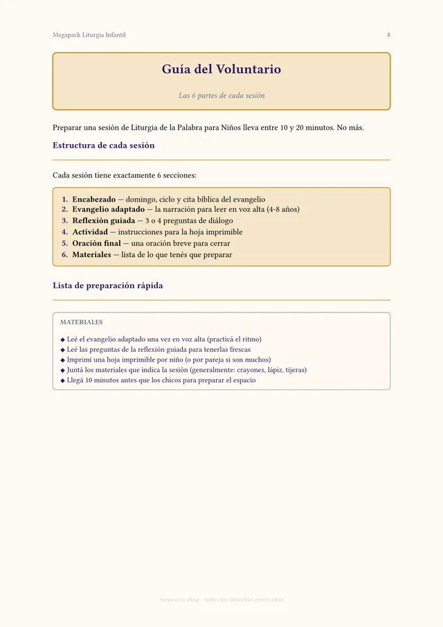 Página interior del Megapack Liturgia Infantil