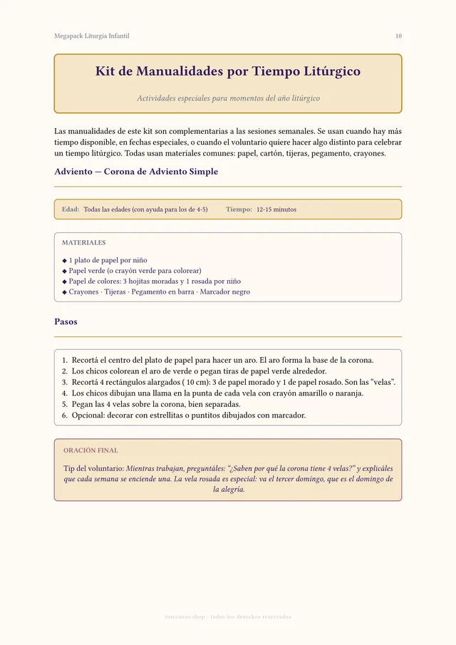 Página interior del Megapack Liturgia Infantil